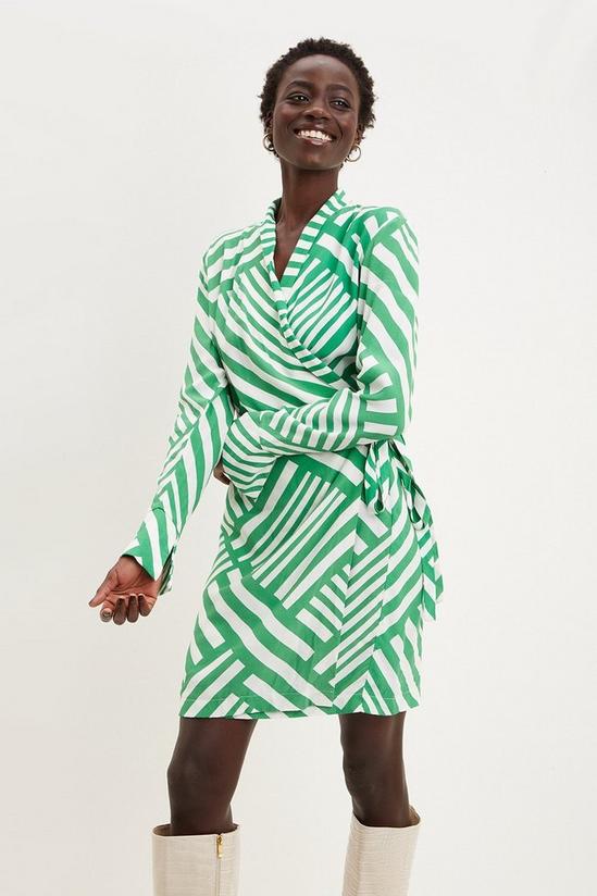 Dorothy Perkins Green Stripe Geo Wrap Mini Dress 2
