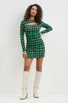 Dorothy Perkins Green Geo Textured Mini Dress thumbnail 2