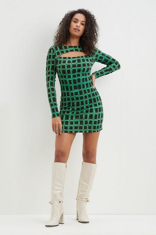 Dorothy Perkins Green Geo Textured Mini Dress 2