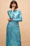 Dorothy Perkins Blue Sequin Mesh Midi Dress thumbnail 1
