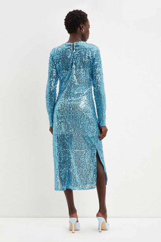 Dorothy Perkins Blue Sequin Mesh Midi Dress 3