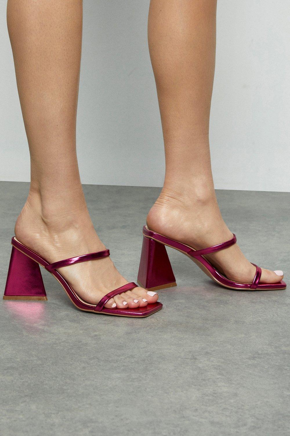 Women’s Faith: Rita Metallic Block Heel Sandals - hot pink - 3