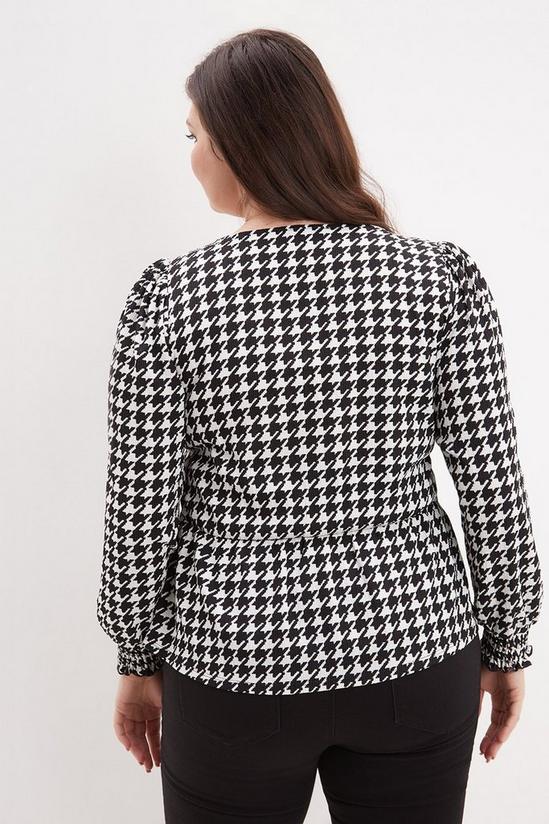 Dorothy Perkins Curve Dogtooth Print Shirred Cuff Wrap Top 3