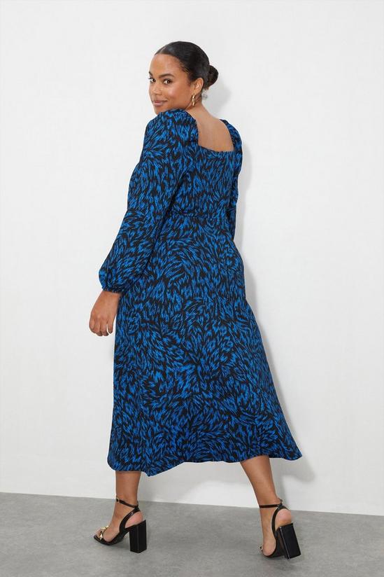 Dorothy Perkins Curve Blue Printed Square Neck Midi Dress 3