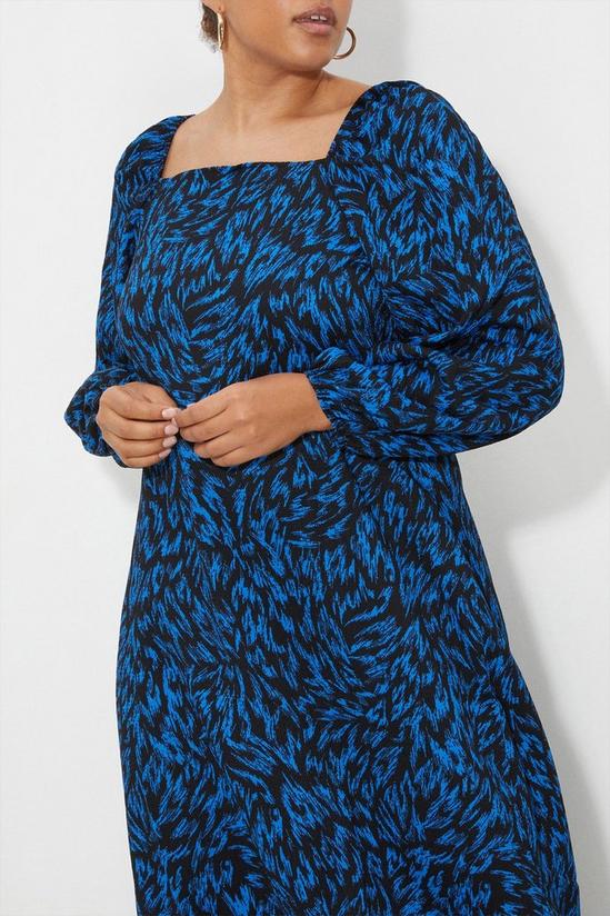 Dorothy Perkins Curve Blue Printed Square Neck Midi Dress 4