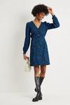 Dorothy Perkins Tall Blue Printed Wrap Mini Dress thumbnail 1