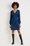 Dorothy Perkins Tall Blue Printed Wrap Mini Dress thumbnail 2