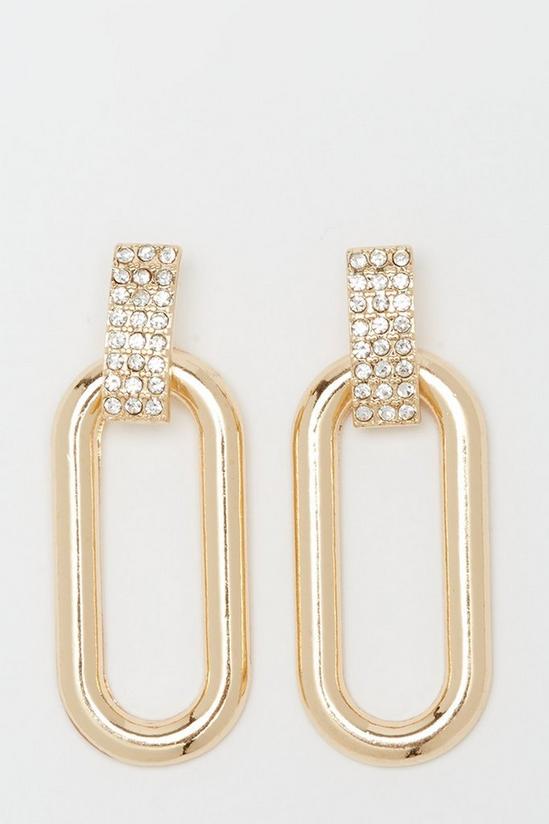 Dorothy Perkins Gold Oval Diamante Earrings 1