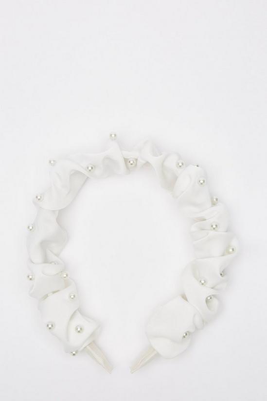Dorothy Perkins Cream Ruched Pearl Detail Headband 1
