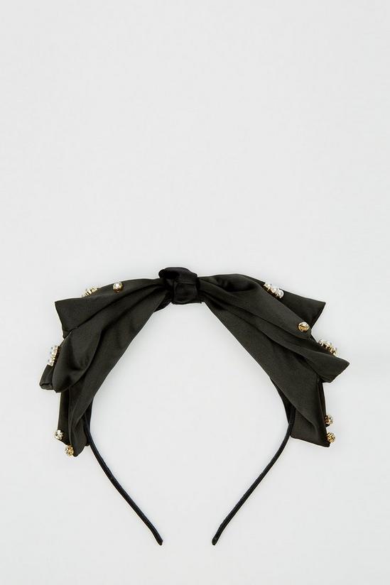 Dorothy Perkins Black Oversized Embellished Bow Headband 1