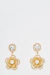 Dorothy Perkins Gold Diamante Floral Drop Earrings thumbnail 1