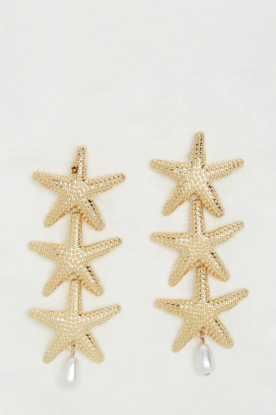 Dorothy Perkins Gold Pearl Starfish Statement Earrings 1