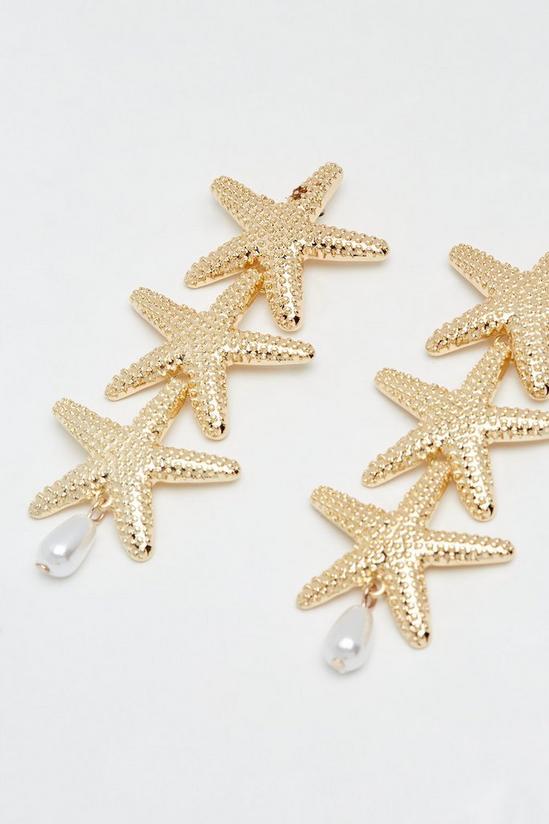 Dorothy Perkins Gold Pearl Starfish Statement Earrings 2