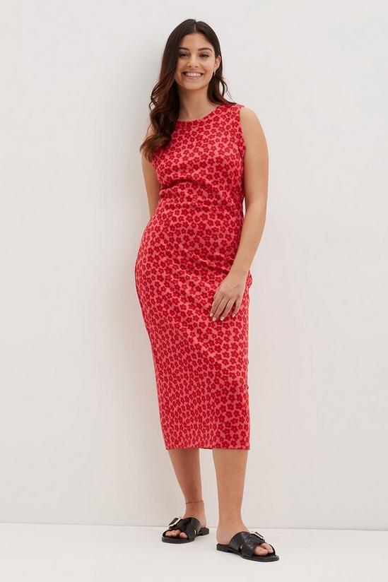 Dorothy Perkins Petite Red Floral Jacquard Midi Dress 1