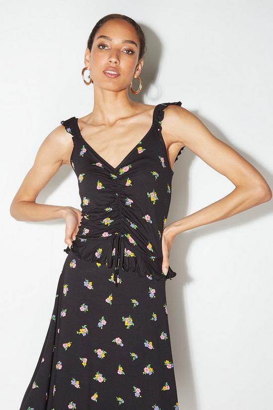 Dorothy Perkins Tall Black Floral Ruched Front Mini Dress 2