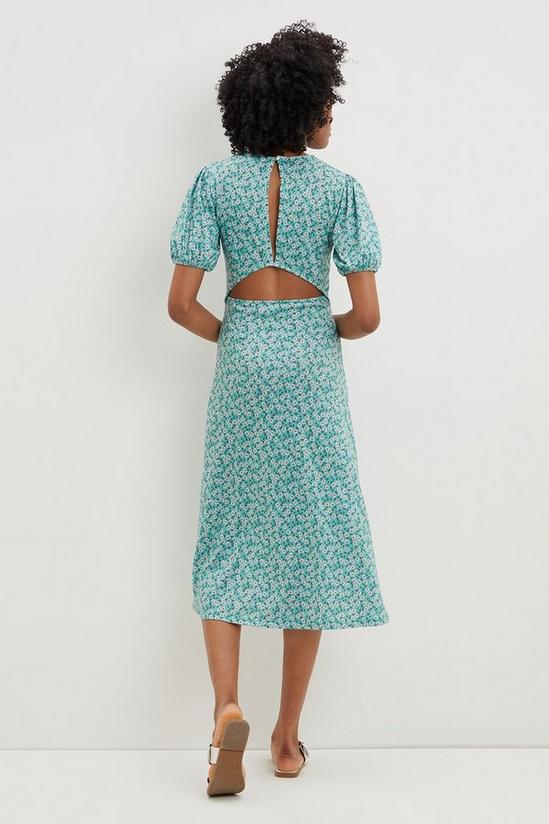 Dorothy Perkins Tall Green Printed Puff Sleeve Midi Dress 3