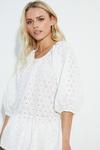 Dorothy Perkins Petite White Puff Sleeve Broderie Smock Top thumbnail 4
