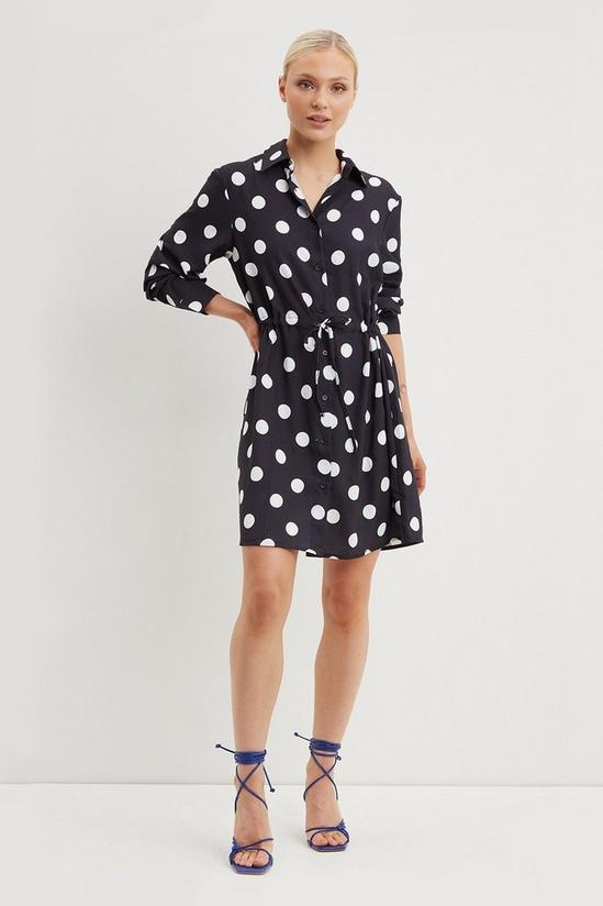 Dorothy Perkins Petite Mono Spot Mini Shirt Dress 1