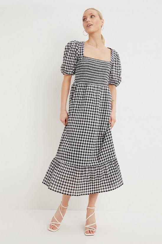 Dorothy Perkins Petite Check Shirred Midi Dress 2
