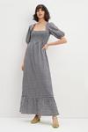 Dorothy Perkins Tall Check Shirred Midi Dress thumbnail 2