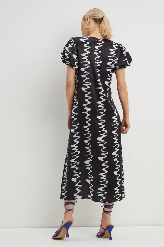 Dorothy Perkins Petite Satin Print Puff Sleeve Midi Dress 3