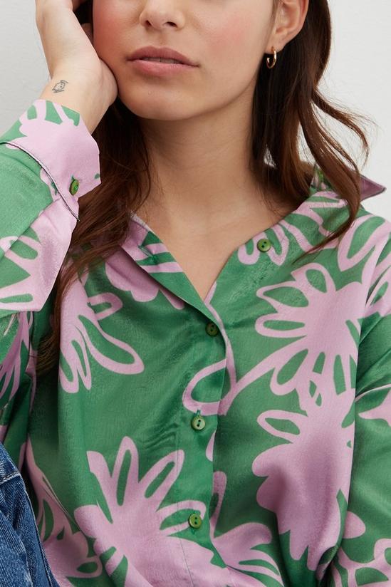 Dorothy Perkins Petite Shadow Floral Oversized Satin Shirt 4