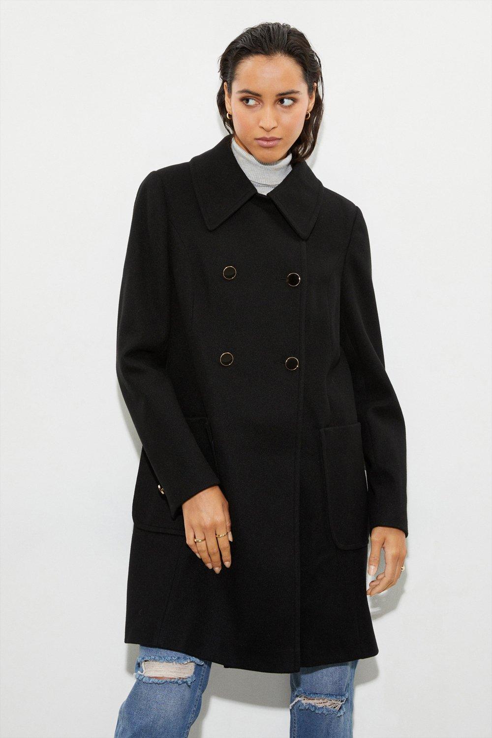 Dorothy perkins petite black hotsell dolly coat