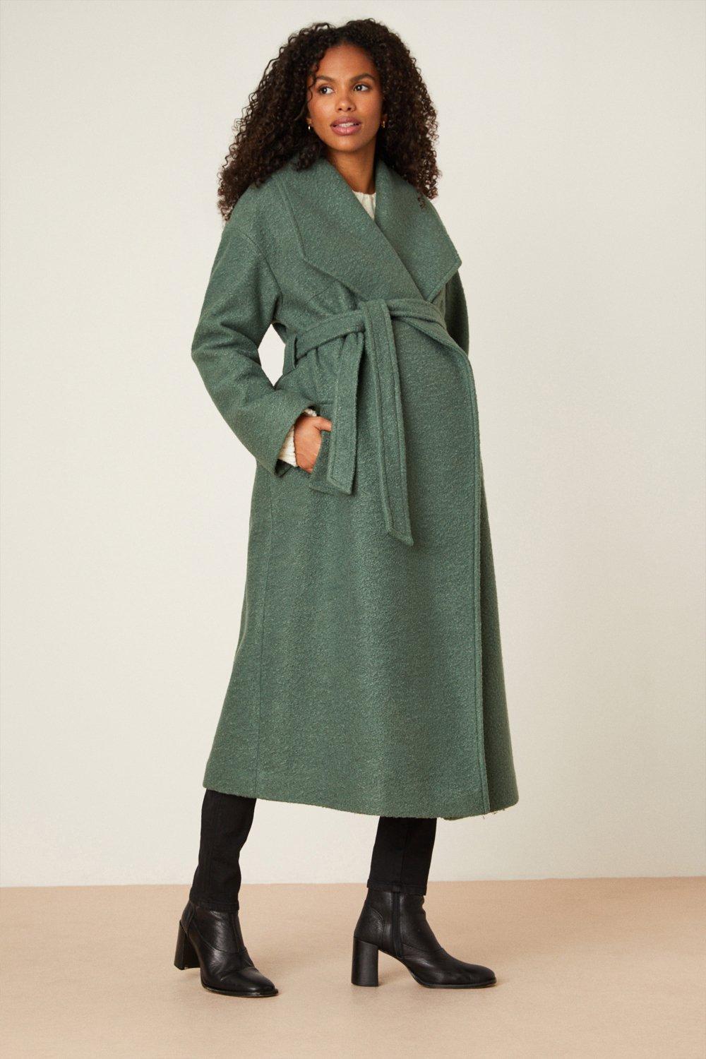 Green belted 2024 wrap coat