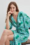 Dorothy Perkins Geo Satin Twist Detail Flutter Sleeve Midi Dress thumbnail 1