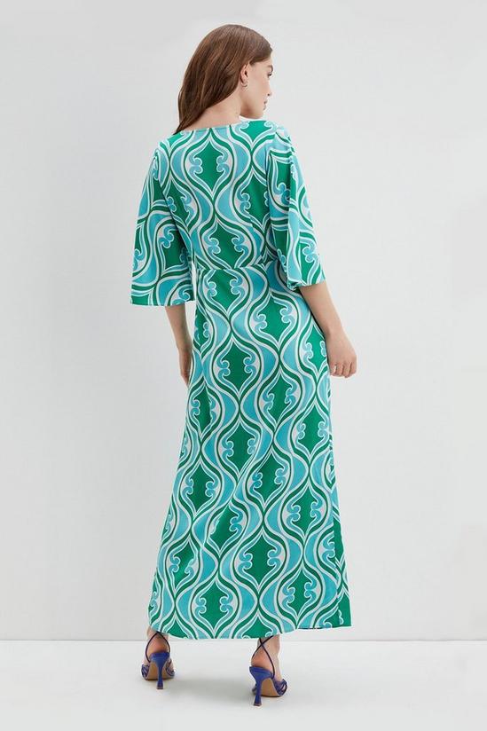 Dorothy Perkins Geo Satin Twist Detail Flutter Sleeve Midi Dress 3