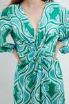 Dorothy Perkins Geo Satin Twist Detail Flutter Sleeve Midi Dress thumbnail 4