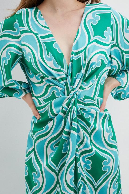 Dorothy Perkins Geo Satin Twist Detail Flutter Sleeve Midi Dress 4