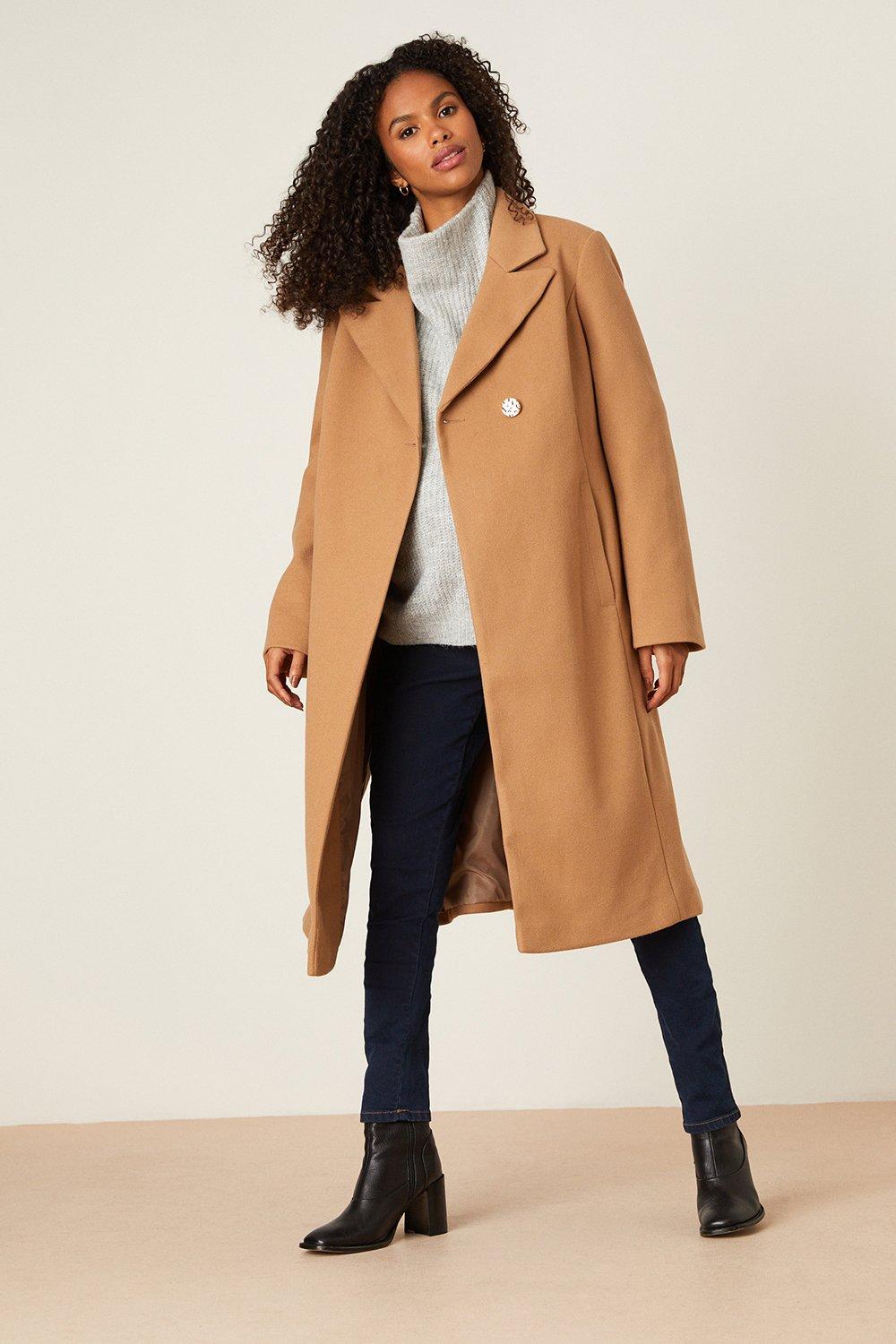 Petite camel cheap coat river island