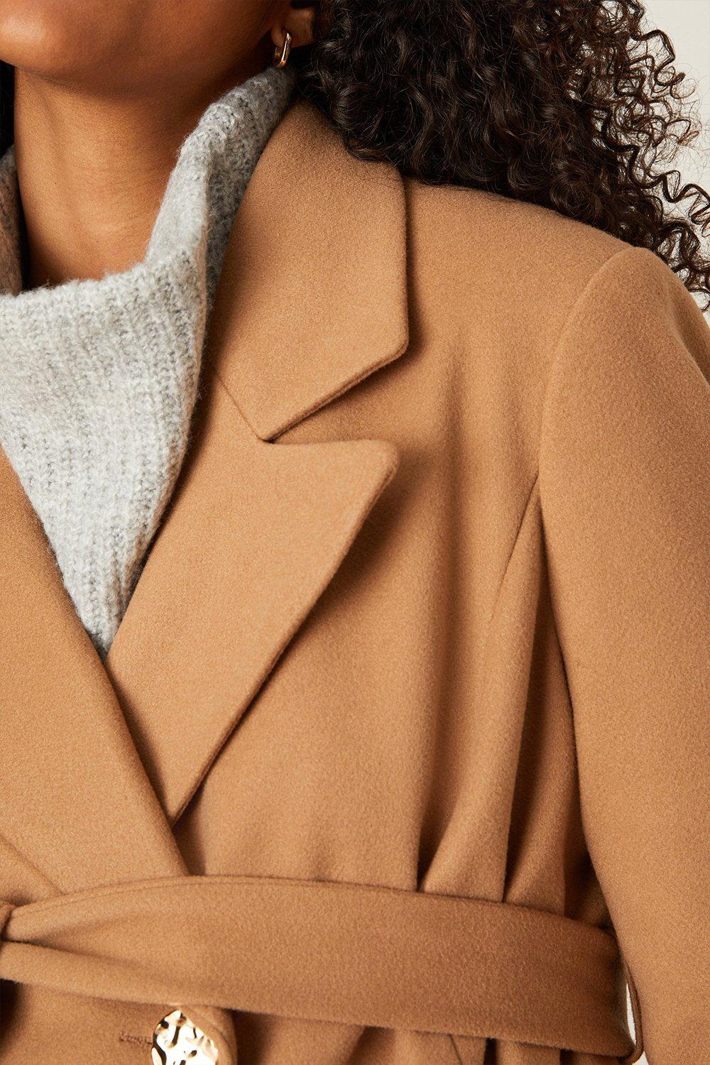 Dorothy perkins camel on sale belted wrap coat