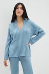 Dorothy Perkins Oversized Collared Knitted T-Shirt thumbnail 1