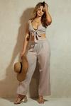 Dorothy Perkins Taupe Tie Top And Wide Leg Set thumbnail 2