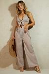 Dorothy Perkins Taupe Tie Top And Wide Leg Set thumbnail 3