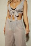 Dorothy Perkins Taupe Tie Top And Wide Leg Set thumbnail 4