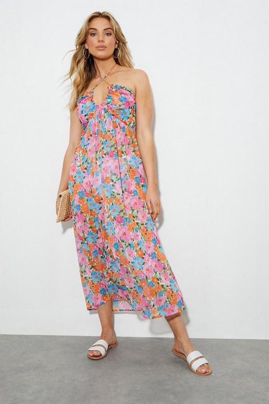 Dorothy Perkins Floral Strappy Cut Out Midi Beach Dress 2