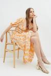 Dorothy Perkins Orange Wave Crinkle Ruched Midi Dress thumbnail 2