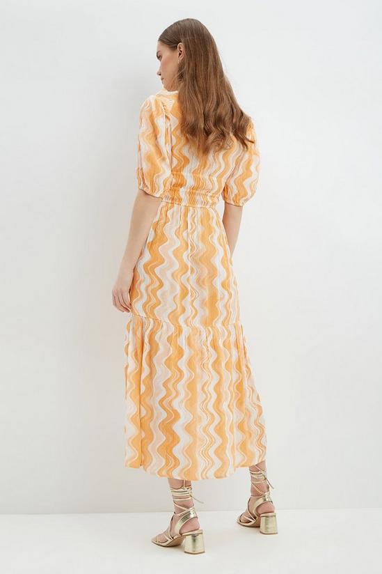 Dorothy Perkins Orange Wave Crinkle Ruched Midi Dress 4