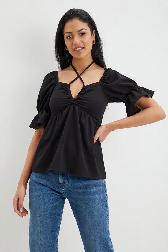 Dorothy Perkins Strap Detail Puff Sleeve Blouse 1