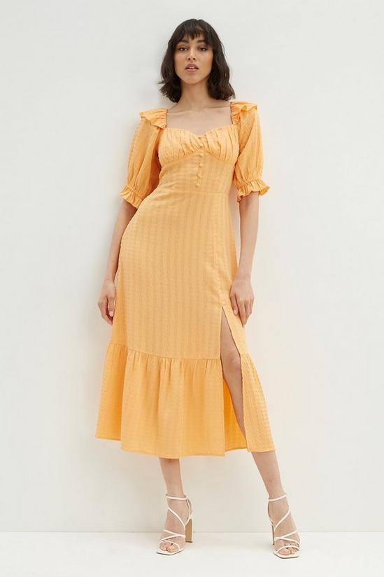 Dorothy Perkins Tall Orange Bow Back Puff Sleeve Midaxi Dress 1