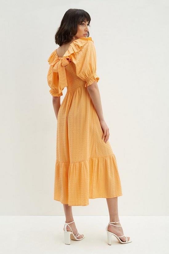 Dorothy Perkins Tall Orange Bow Back Puff Sleeve Midaxi Dress 3