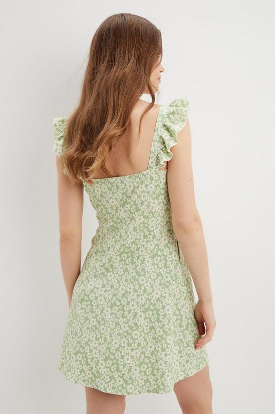 Dorothy Perkins Sage Floral Textured Pocket Mini Dress 3