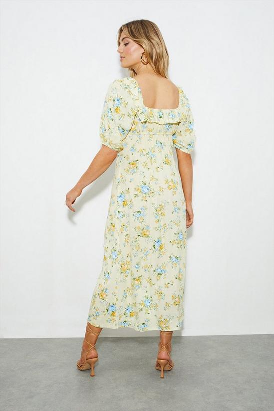 Dorothy Perkins Lemon Floral Crinkle Button Down Midi Dress 3
