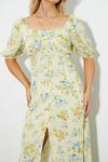 Dorothy Perkins Lemon Floral Crinkle Button Down Midi Dress thumbnail 4