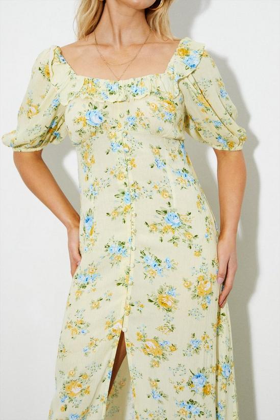 Dorothy Perkins Lemon Floral Crinkle Button Down Midi Dress 4