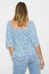 Dorothy Perkins Blue Floral Crinkle Square Neck Top thumbnail 3