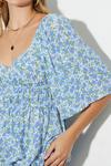 Dorothy Perkins Blue Floral Crinkle Square Neck Top thumbnail 4